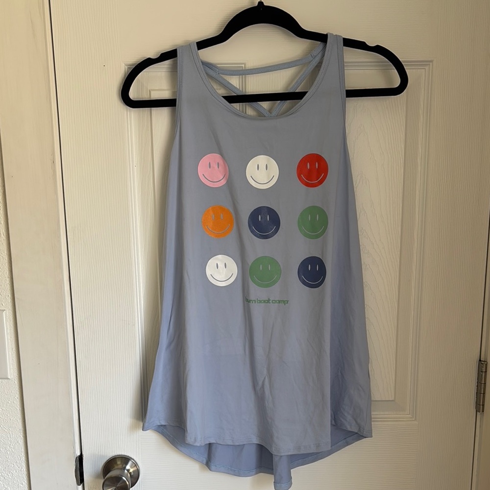 Blue Sleeveless Top with Smiley Faces
